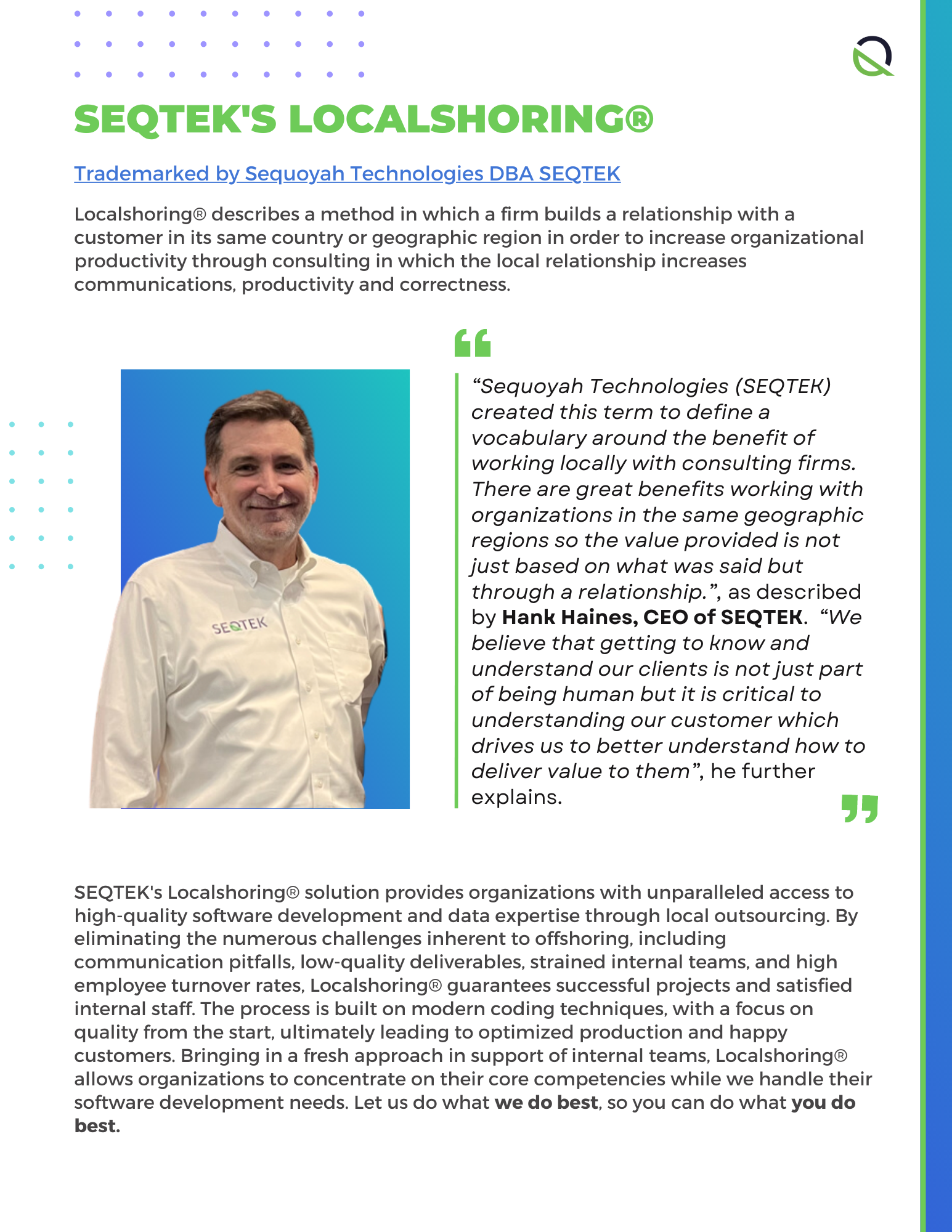 Page 3 of SEQTEKS white paper about Localshoring and Nearnshoring for Outsourcing