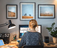 Women working on computer from home